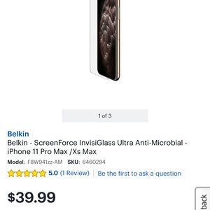 Brand New! Belkin SCREENFORCE InvisiGlass Ultra Anti-Microbial Screen Protector